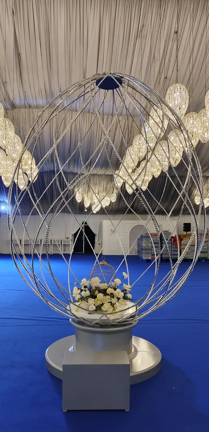 Crystal sphere centrepiece on a plinth