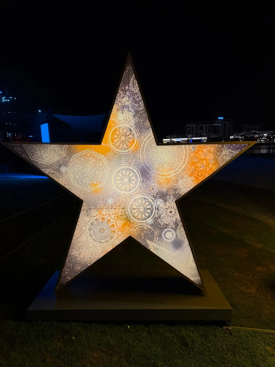 Backlit printed star installation