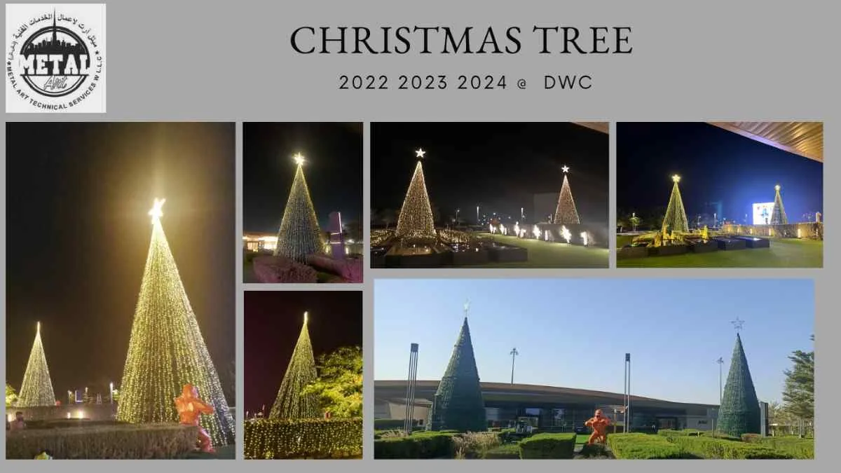 Giant Christmas trees, Dubai World Central: photos of the Metal Art DXB build and installation