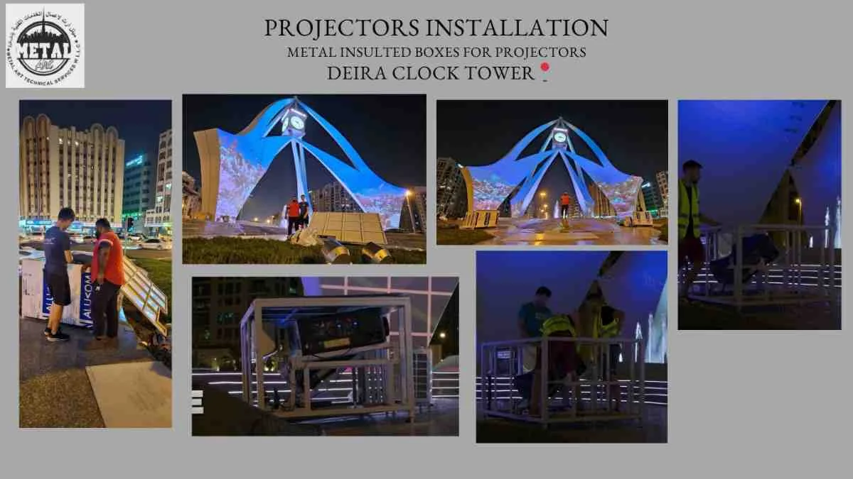 Projector housings: Deira Clock Tower, Deira, Dubai: photos of the Metal Art DXB build and installation