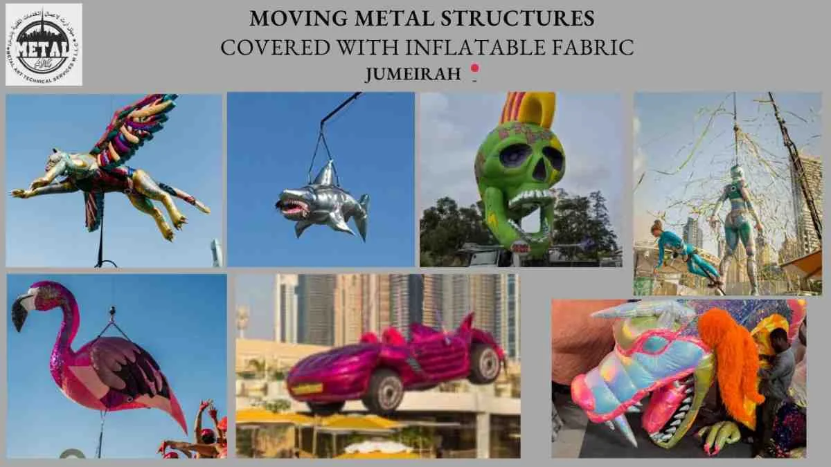 Moving structures with inflatable skins, Jumeirah, Dubai: photos of the Metal Art DXB build and installation