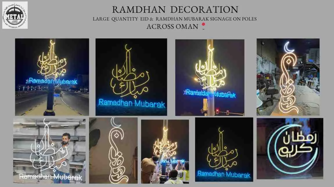 Ramadan pole signage, Across Oman: photos of the Metal Art DXB build and installation