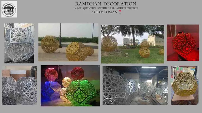 Sapphire balls in four sizes, Across Oman: Metal Art DXB project