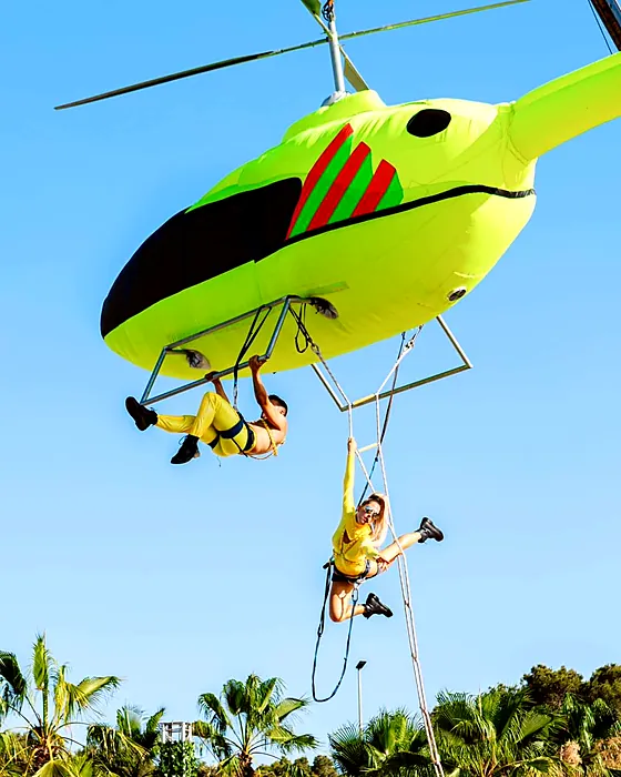 Helicopter aerial prop with performers