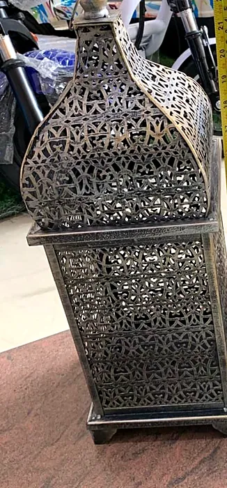 Large black cut-metal lantern