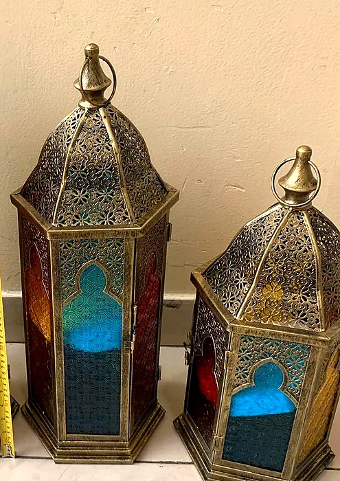 Lanterns with coloured glass panels
