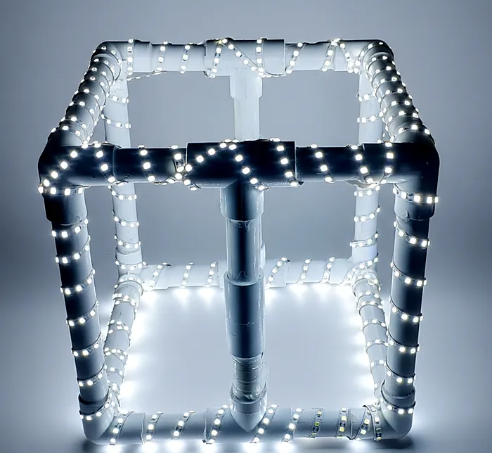 LED cube frame lit up
