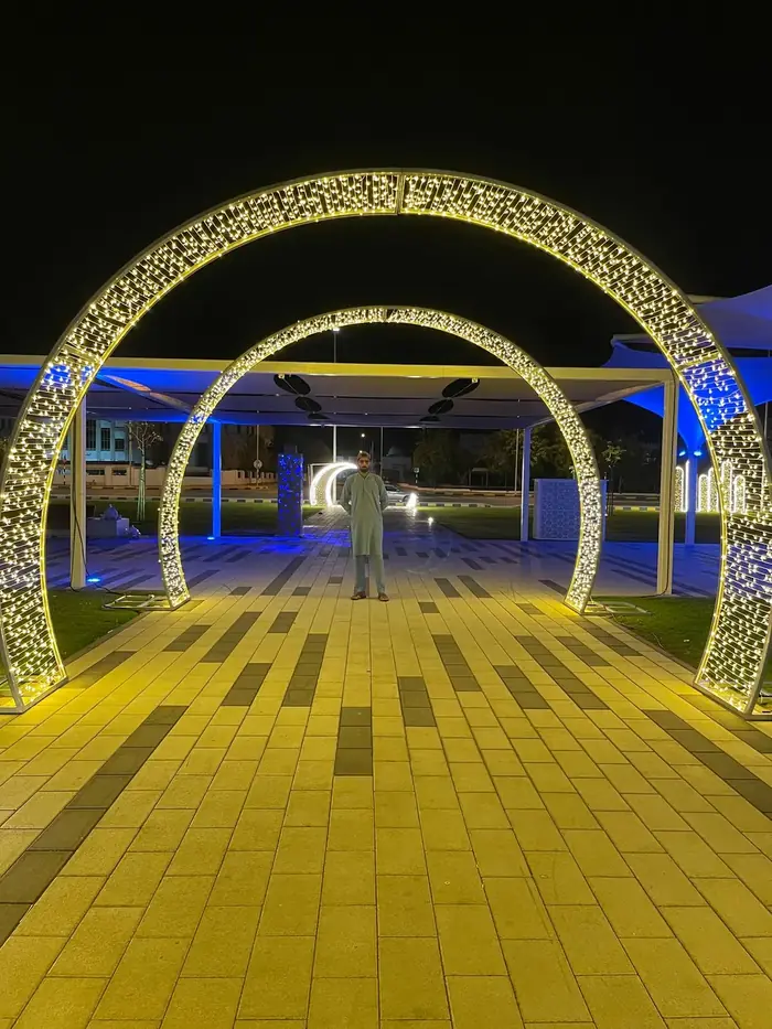 Walk-through arches with fairy lights