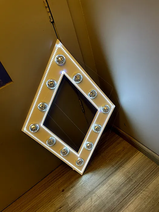 Diamond marquee frame with bulbs